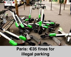 Paris imposes fines on e-scooters